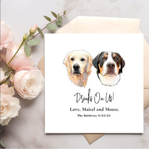 Couple Pet Hand Drawing Personalised Drinks on Me Napkin