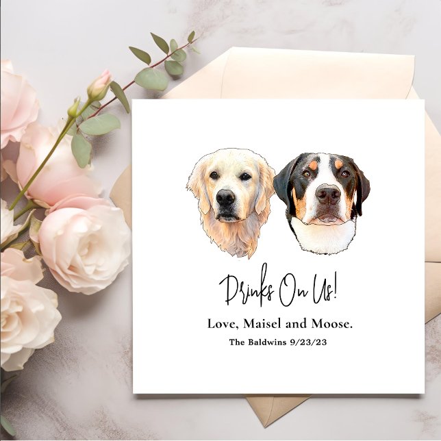 Couple Pet Hand Drawing Personalised Drinks on Me Napkin (Creator Uploaded)