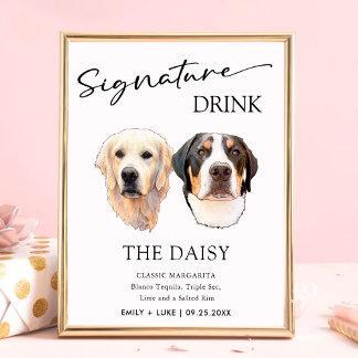 Couple Pet Wedding Signature Drink Sign