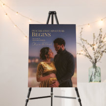 Couple photo Baby shower Welcome Sign, Modern Gold