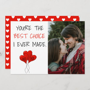 Couple Photo Best Choice Ever Valentine Red Hearts Holiday Card