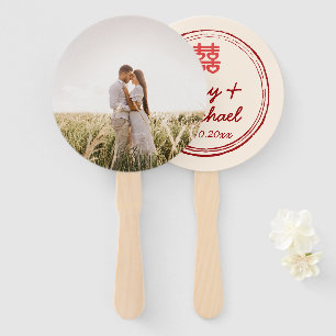 Couple photo Chinese wedding double happiness logo Hand Fan