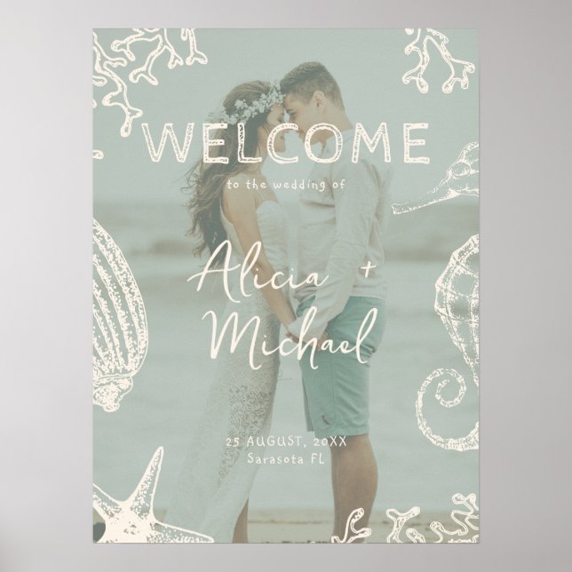Couple photo coastal wedding welcome  poster (Front)