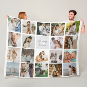 Couple Photo Collage Fleece Blanket