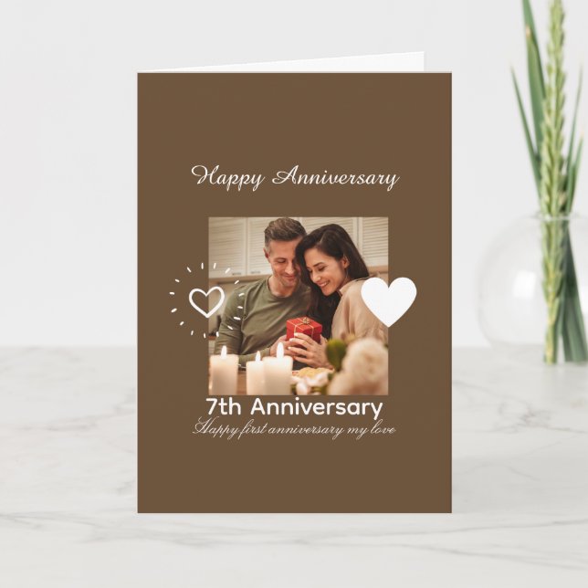 Couple Photo Collage Happy Wedding Anniversary Card (Front)