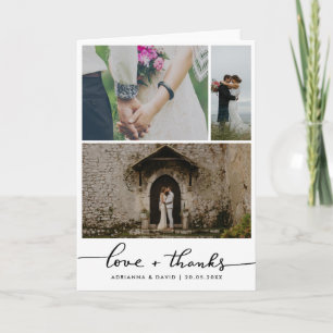 Couple Photo Collage Wedding Love & Thanks Script Thank You Card