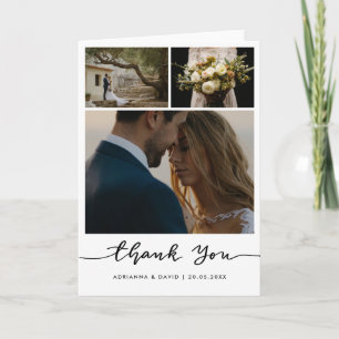 Couple Photo Collage Wedding Thank You Script Card