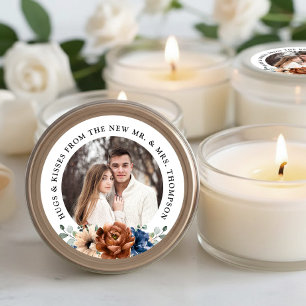 Couple photo customisable wedding thank you favour classic round sticker