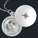 Couple Photo Damask Locket<br><div class="desc">This silver plated photo locket is ready for you to insert your own photo and change the text. This adorable necklace is perfect as a gift for friends and family, or buy one for yourself. The image and text is fully CUSTOMIZABLE. Click "customise" to adjust photo size or text size....</div>