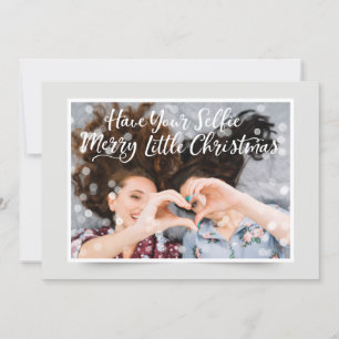 Couple Photo Fairy Lights   Funny Holiday Greeting Card