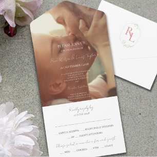 Couple Photo Monogram All in One Wedding Invite