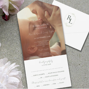 Couple Photo Monogram All in One Wedding Invite
