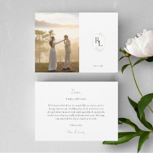 Couple Photo Monogram Wedding Flat Thank You Card