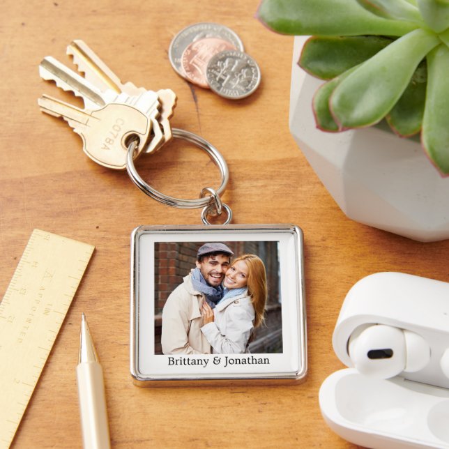 Couple Photo & Names Key Ring (Desk)