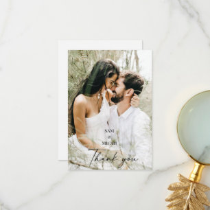 Couple Photo Names Wedding Blank Thank You Card
