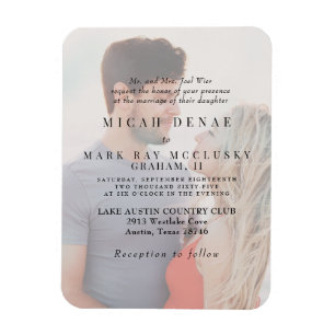 Couple Photo Overlay Wedding Invitation Magnet