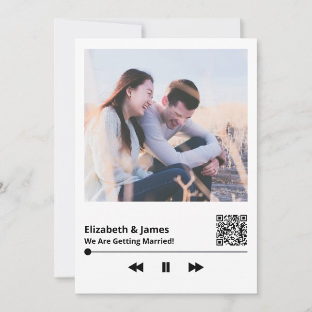 Couple Photo QR Code Unique Wedding Invitation  (Front)