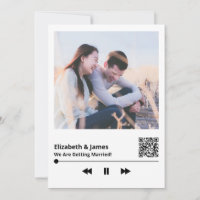Couple Photo QR Code Unique Wedding Invitation 