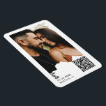Couple Photo QR Code Wedding Announcement  Magnet<br><div class="desc">Simple & Sleek Modern Couple Photo Save the Date.  Wedding. Modern Font.  Black text.  White background.  QR Code.  Paper tear frame.</div>