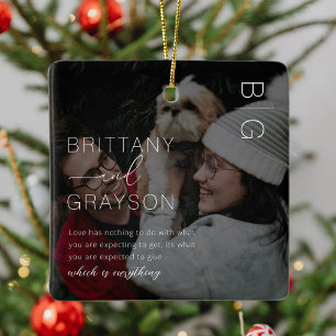 Couple Photo Quote Christmas Ceramic Ornament