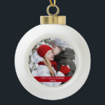 Couple Photo Red Ceramic Ball Christmas Ornament<br><div class="desc">Couple Photo Red Ceramic Ball Ornament</div>