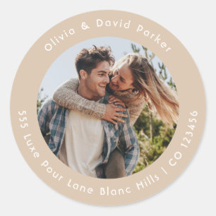 Couple Photo Return Address Classic Round Sticker