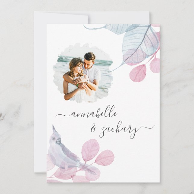 *~* Couple PHOTO RSVP . QR  AR6 Leaves Wedding Inv Invitation (Front)