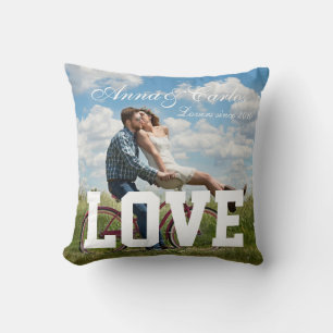 Couple Photo Simple Love Add Name Text and Message Cushion