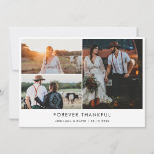Couple Photo Wedding Forever Thankful Typography Thank You Card