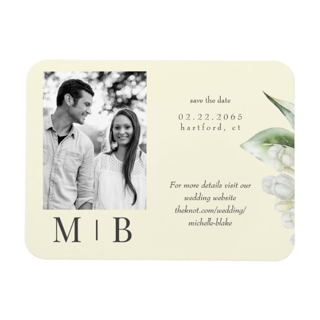 Couple Photo Yellow Save the Date Wedding Magnet (Horizontal)