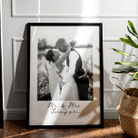 Couple Portrait Wedding Anniversary Photo Custom Poster<br><div class="desc">Celebrate the timeless love shared between a couple with our Couple Portrait Wedding Anniversary Photo Custom Poster. This elegant artwork is the perfect personalised gift for commemorating a wedding anniversary or celebrating the love of newlyweds. Featuring a couple portrait from a photo, adorned with black and white elegant script, this...</div>