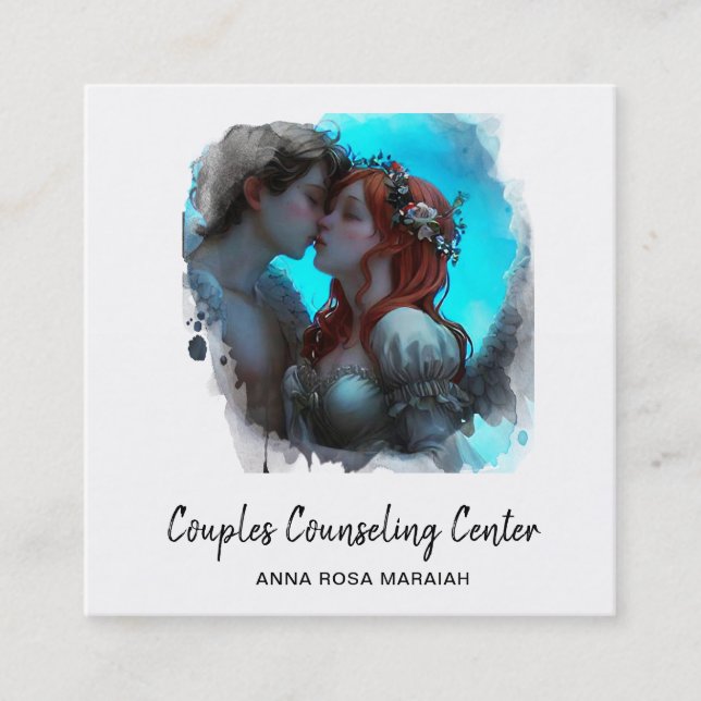 *~* Couple QR Angels Marital Counseling AP55  Square Business Card (Front)
