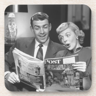 Couple Reading Magazine Coaster