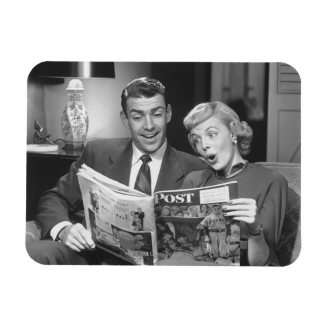 Couple Reading Magazine Magnet (Horizontal)