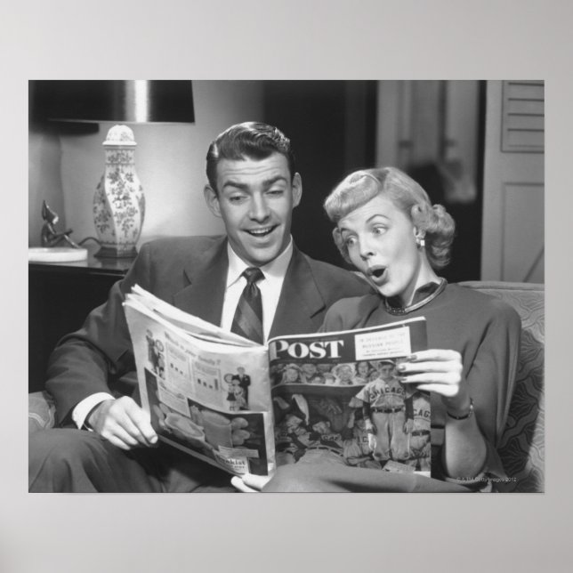 Couple Reading Magazine Poster (Front)