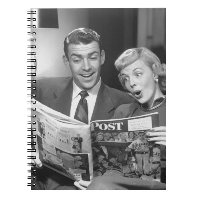 Couple Reading Magazine Spiral Notebook (Front)