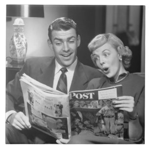 Couple Reading Magazine Tile