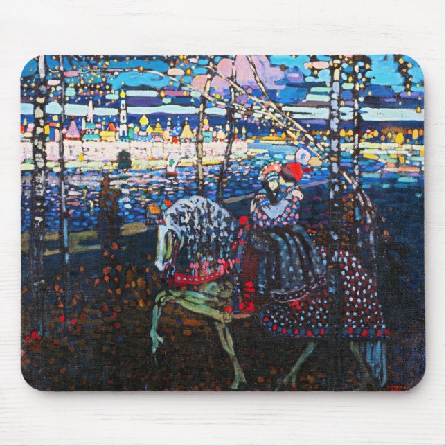 Couple Riding a White Horse, Wassily Kandinsky Mouse Pad (Front)