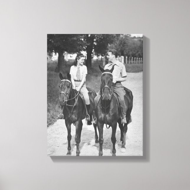 Couple Riding Horses Canvas Print (Front)