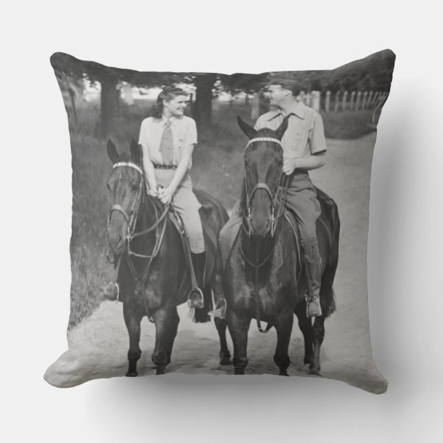 Couple Riding Horses Cushion (Front)