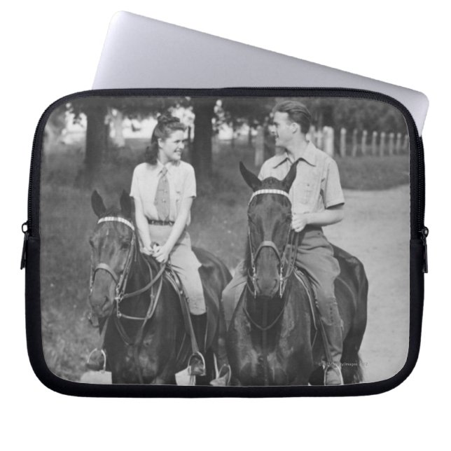 Couple Riding Horses Laptop Sleeve (Front)
