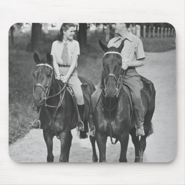 Couple Riding Horses Mouse Pad (Front)