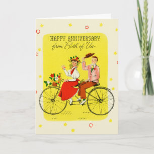 Couple Riding Tandem Happy Anniversary Holiday Card