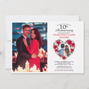 Couple Roses watercolor 10th Wedding Anniversary Invitation