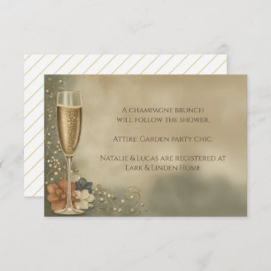 Couple’s Champagne Floral Wedding Shower Enclosure Card