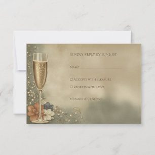 Couple’s Champagne Floral Wedding Shower RSVP Card