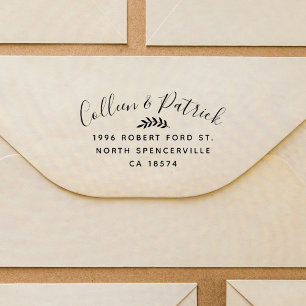 Couple´s Names Elegant Script Return Address Rubber Stamp