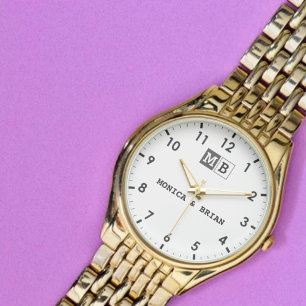 Couple’s Names with Initials & Wedding Date Watch