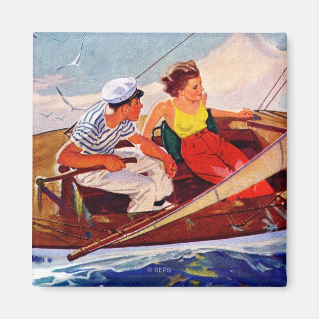Couple Sailing by R.J. Cavaliere Magnet (Front)