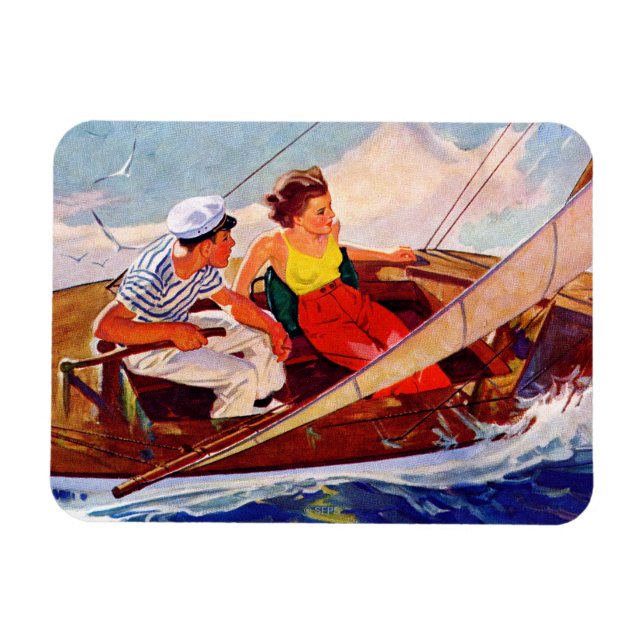 Couple Sailing by R.J. Cavaliere Magnet (Horizontal)